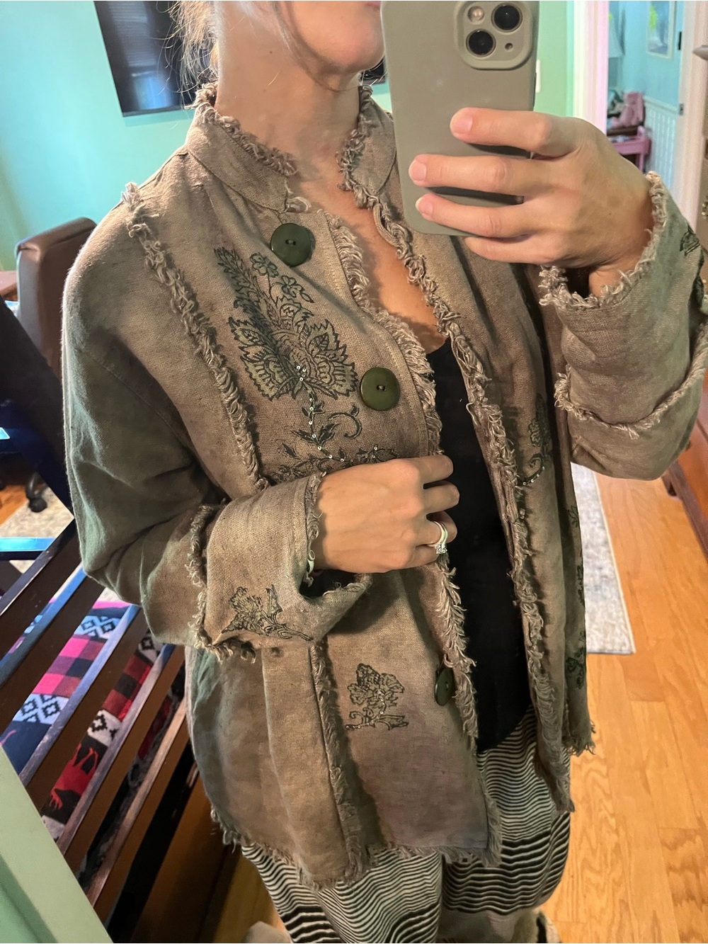 Flashback Vintage Fringe Button-Down Jacket - Size S